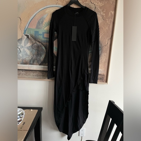 NWT JONNY COTA ASYMMETRICAL MINI DRESS IN BLACK - Picture 5 of 13